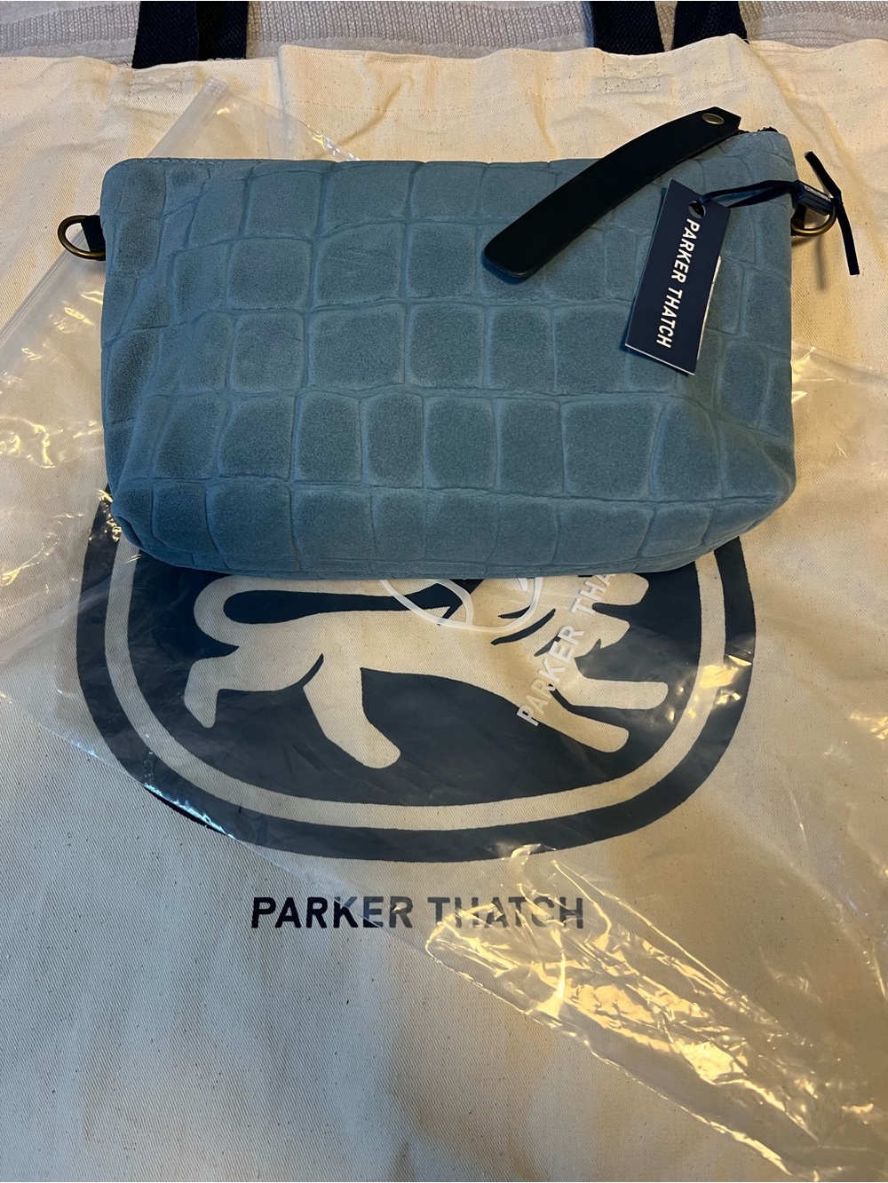 Parker Thatch: Big Buddy - Suede Coastal Blue Croco NWT!